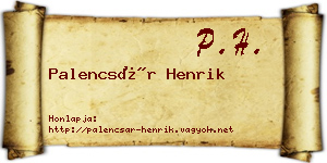 Palencsár Henrik névjegykártya